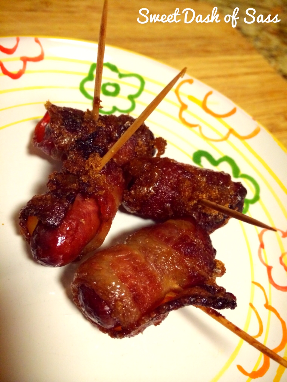 Brown Sugar Bacon Wrapped Sausages