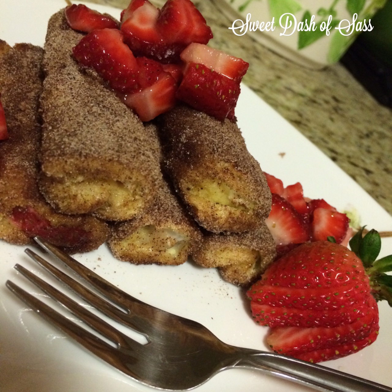 Strawberry Cinnamon French Toast Roll-ups - www.SweetDashofSass.com - so easy and delicious - will definitely make again!