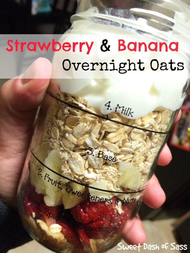 Strawberry & Banana Overnight Oats - www.SweetDashofSass.com